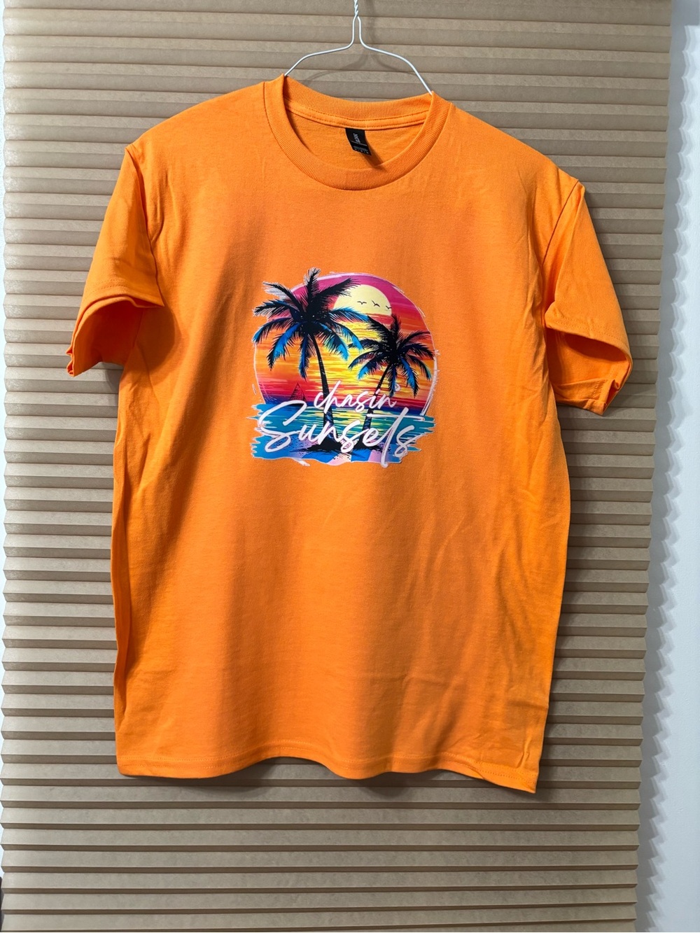 NEW size Medium Orange Graphic Tee - "Chasin Sunsets"